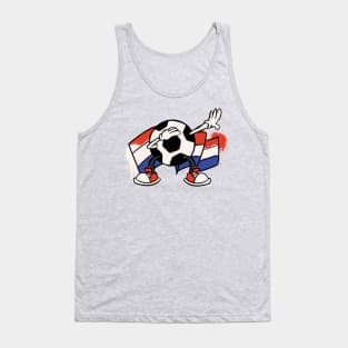 Dabbing Soccer Ball Cartoon Netherlands Dutch Flag Football Tank Top